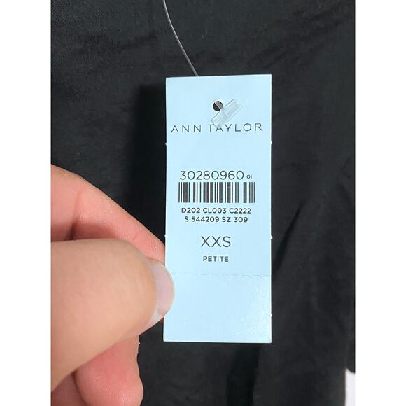 Ann Taylor Black Peplum Open Back Blouse Top Rayon Nylon Womens XXS Petite NWT - Picture 2 of 8